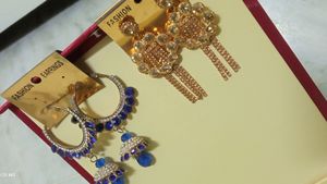 Combo Of Two Earrings Blue And Golden