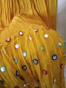 Yellow Anarkali Kurti with Mirror Work