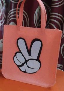 Peach Tote Bag - Peace Sign