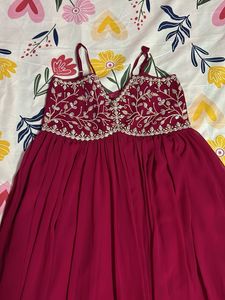 Floral Embroidered Anarkali Kurta With Dupatta