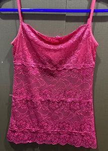 Pink Sheer Lace Camisole