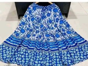 Boho Blue Floral Maxi Skirt