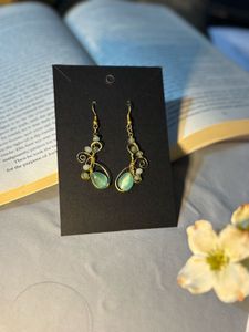 Dangling Gold &amp; Green Earrings