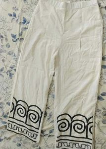 “Premium Cotton White Co-ord Set with Black Greek