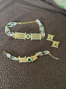 Elegant  Jewellery Set Choker Earrings &amp; Bracelet