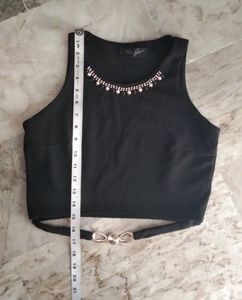 New Fancy Party Wear Black Crop Top