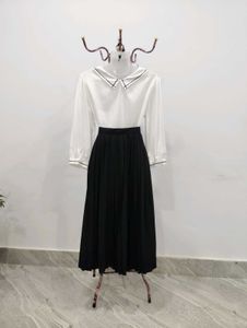 Black Pleated Midi Skirt