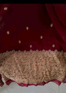 Rich Saree Embroidery Red Ruby Like Stones