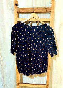 Black Printed Cotton Top Size-36