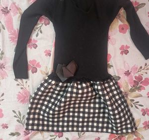Girls Black Checkered Dress