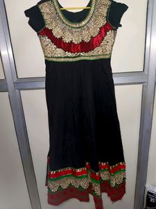 Black Embroidered Anarkali Kurti