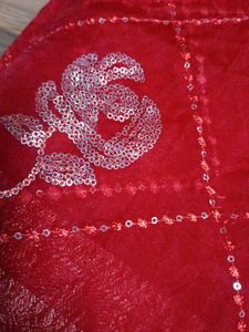 Red Heavy Border Sequence Saree For Woman