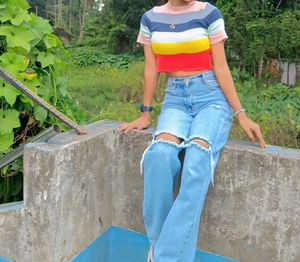 Rainbow Striped Crop Top