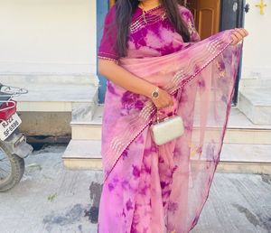 Pink Tie-Dye Saree