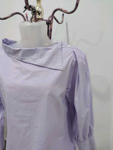 Lavender Asymmetrical Collar Long Sleeve Top