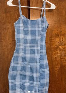 Blue Plaid Mini Dress