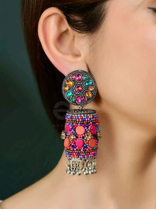 Colorful Beaded Jhumka Earrings