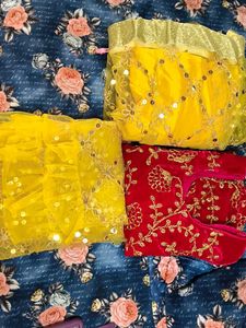 💗💛rani pink and yellow Embroidered lehnga choli