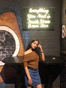 Brown Off Shoulder Top Partywear