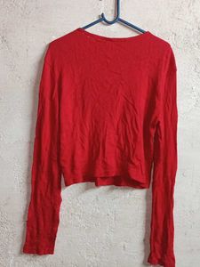 Trendy Cropped Cardigan Sweater Red