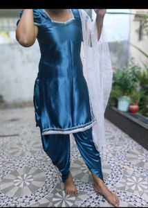 Blue Satin Dhoti Salwar Kurti