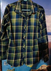 Green Button Down Checkered Shirt