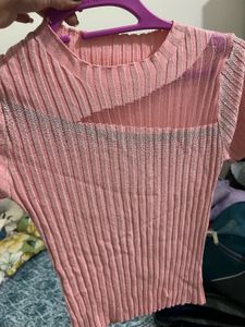 Cute Pink Ribbed Top