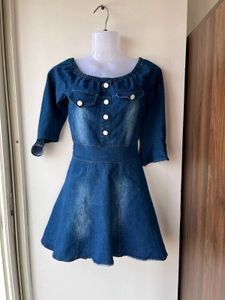 Denim Mini Dress with Buttons