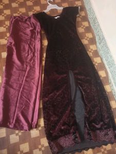 Elegant Maroon Velvet Kurta Set