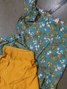Shoulder Cut Grown Kurti With Plazo