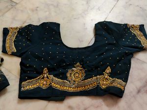 Party Wear Dark Green Saree With Blouse