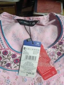 Pink Floral Nighty with Embroidery