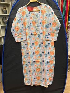 Floral Print Cotton Multi colour Kurta