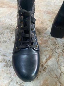 Black Ankle Boots - Lace-Up