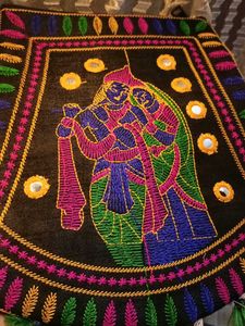 Krishna Radha Embroidered Purse