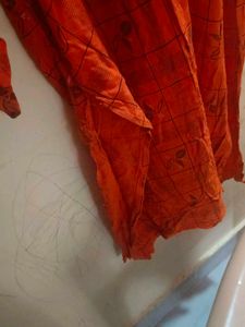 Orange Floral Print Kurti