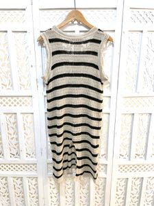 Chic Striped Knit Side Slit Dress B