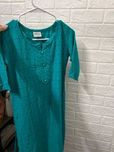 Teal Embroidered Kurti