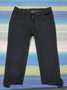 A Black Denim Capri