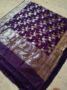 Pure Silk Banarasi Purple 💜 Saree 💗