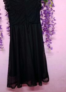 Black  And Red Floral Mesh Dress