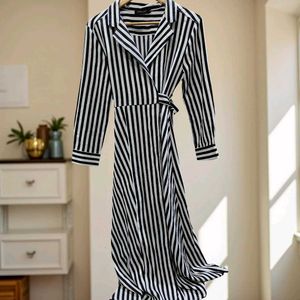 Striped Wrap Maxi Dress