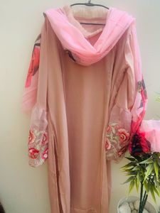 Embroidered Sleeves Kurta Set L Trouser &amp; Dupatta