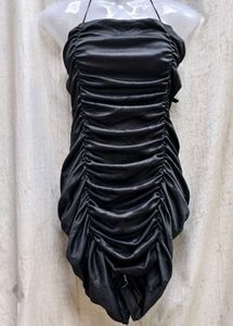 207. Black Ruched Bodycon Dress