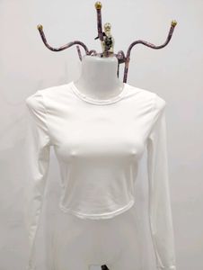 White Long Sleeve Crop Top
