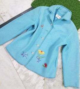 Baby Blue Embroided Coat!