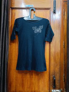 🇳🇿💫🔥 Beautiful Black Butterfly Tee Boat Neck
