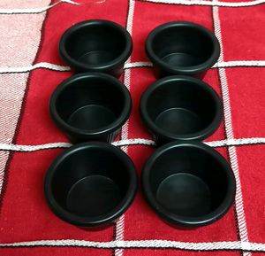 6 Black Plastic Condiment Cups