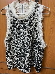 Lace Embellished Sleeveless Top