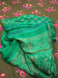 Green Printed Saree